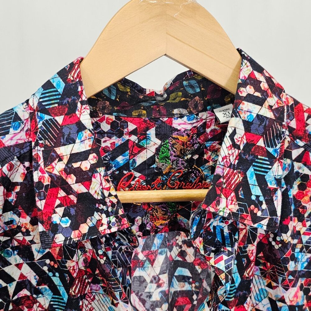 Robert Graham XL Classic Fit Red Geometric Contrasting Cuff Button Front… - Picture 6 of 7